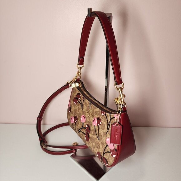 Coach Teri Shoulder Bag In Signature Canvas With Cherry Print - Picture 2 of 5